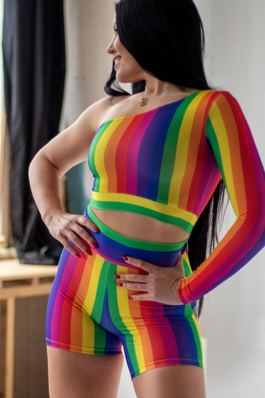 One Sleeve Top - Rainbow